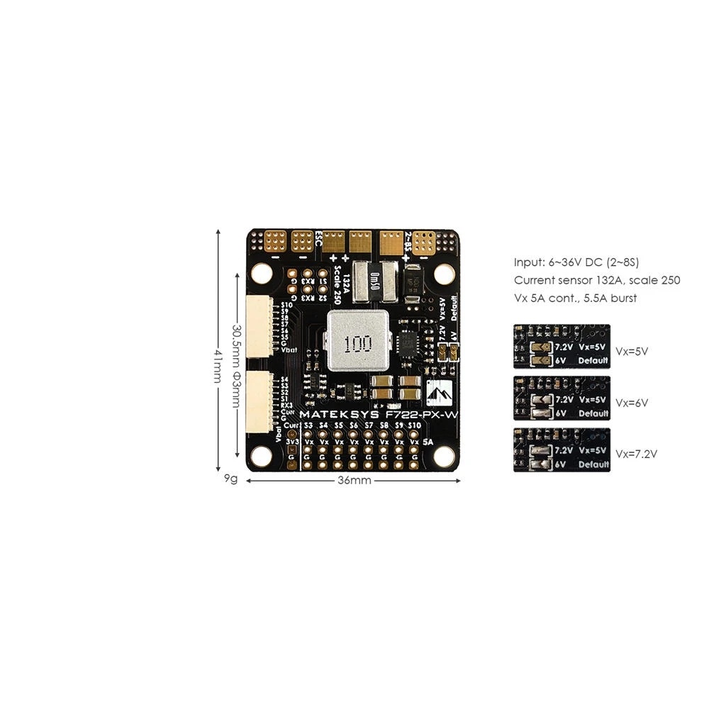 MATEK PDB 2-8S F722-PX-W for Fixed Wing Power Distribution Board RC Airplane Part ESC Servo Battery as shown - Image 3