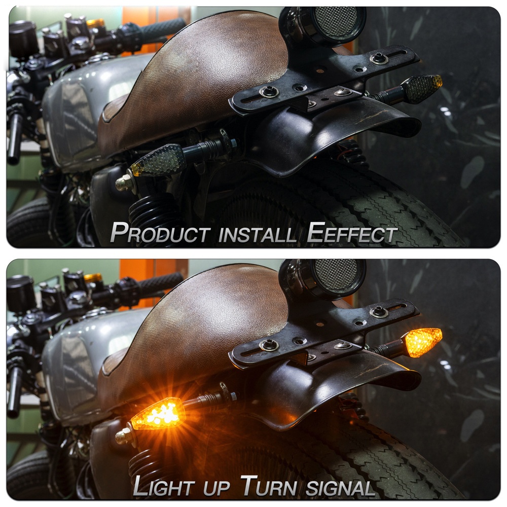 1 Pair Motorcycle Light E-mark Certified Long Short 14led Turn Signal Black shell/yellow lens - Image 3