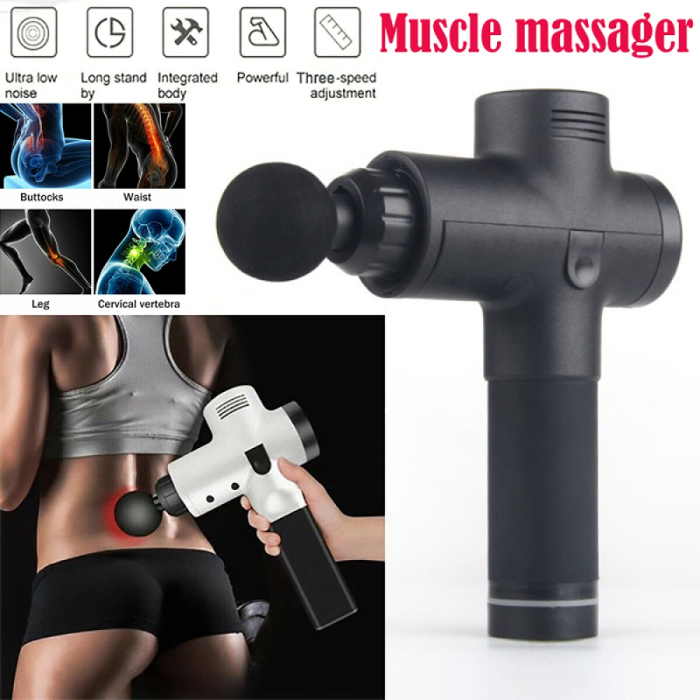 20 Speed Touch Screen Deep Vibration Muscle Massager With 6 Replaceable Massage Head Fitness Equipment To Relieve Fatigue black - Image 3