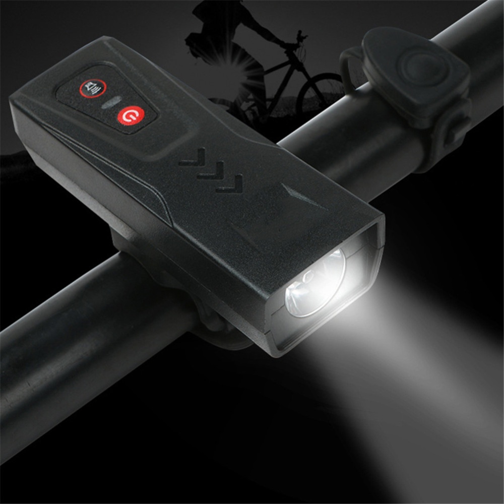 2 In 1 Usb Rechargeable Bike Light Front Bicycle Horn Set Waterproof For Outdoor Sports black - Image 3