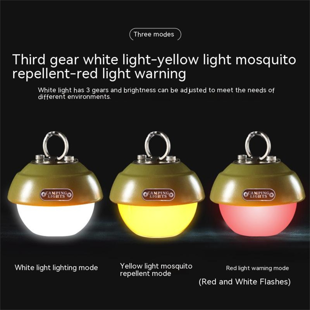 Outdoor Camping Lamp 3 Light Modes Multi-functional Usb Charging Lantern With Hook Design Strawberry (army green) - Image 3