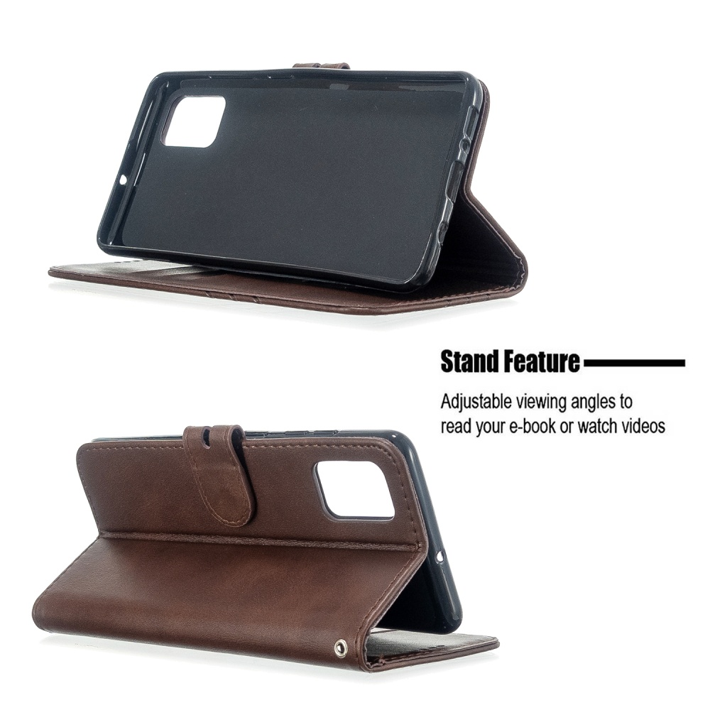 For Samsung A51/A71/M30S Case Soft Leather Cover with Denim Texture Precise Cutouts Wallet Design Buckle Closure Smartphone Shell brown - Image 3