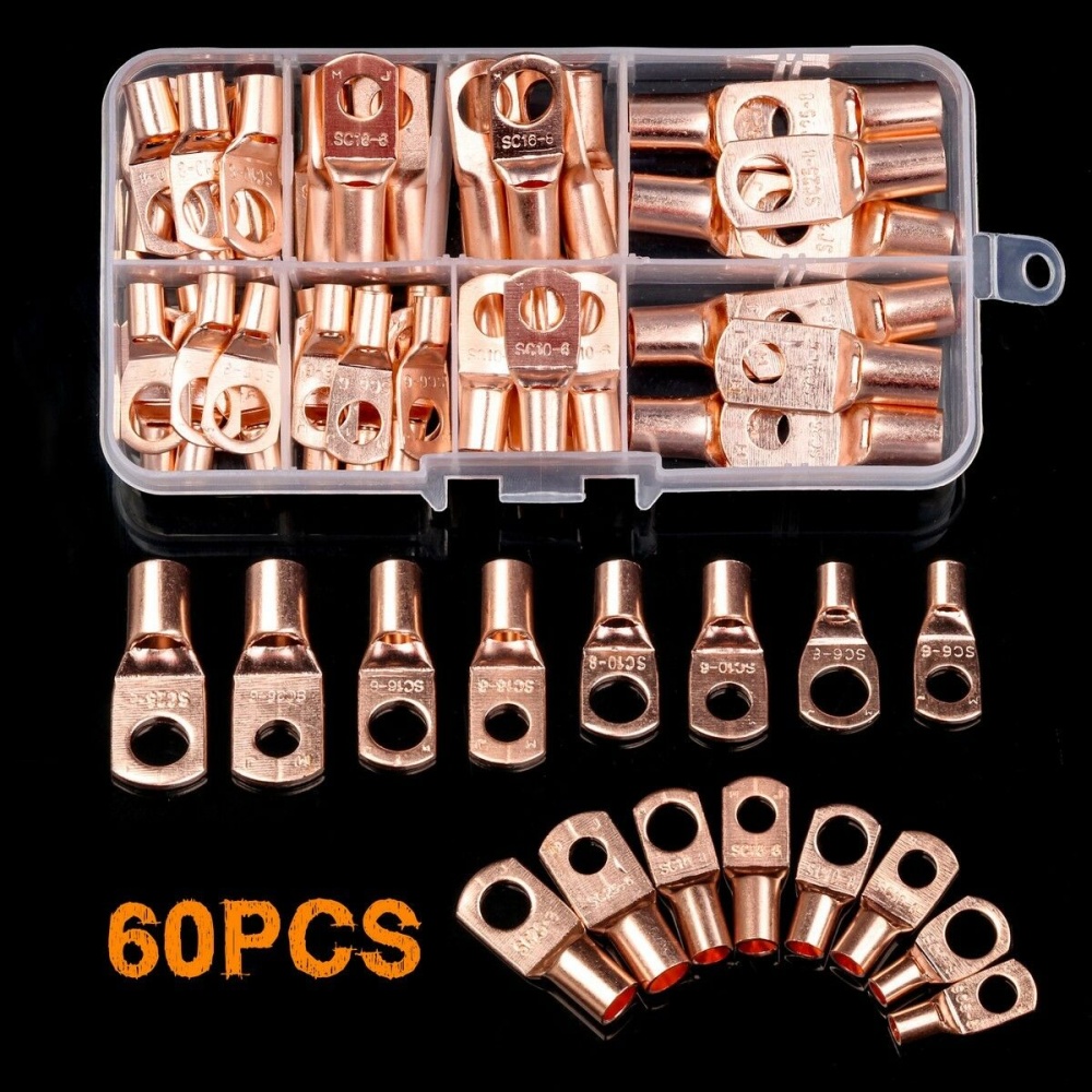 60X Assorted Car Auto Copper Ring Lug Terminal Wire Bare Cable Crimp Connectors 60-piece set - Image 2