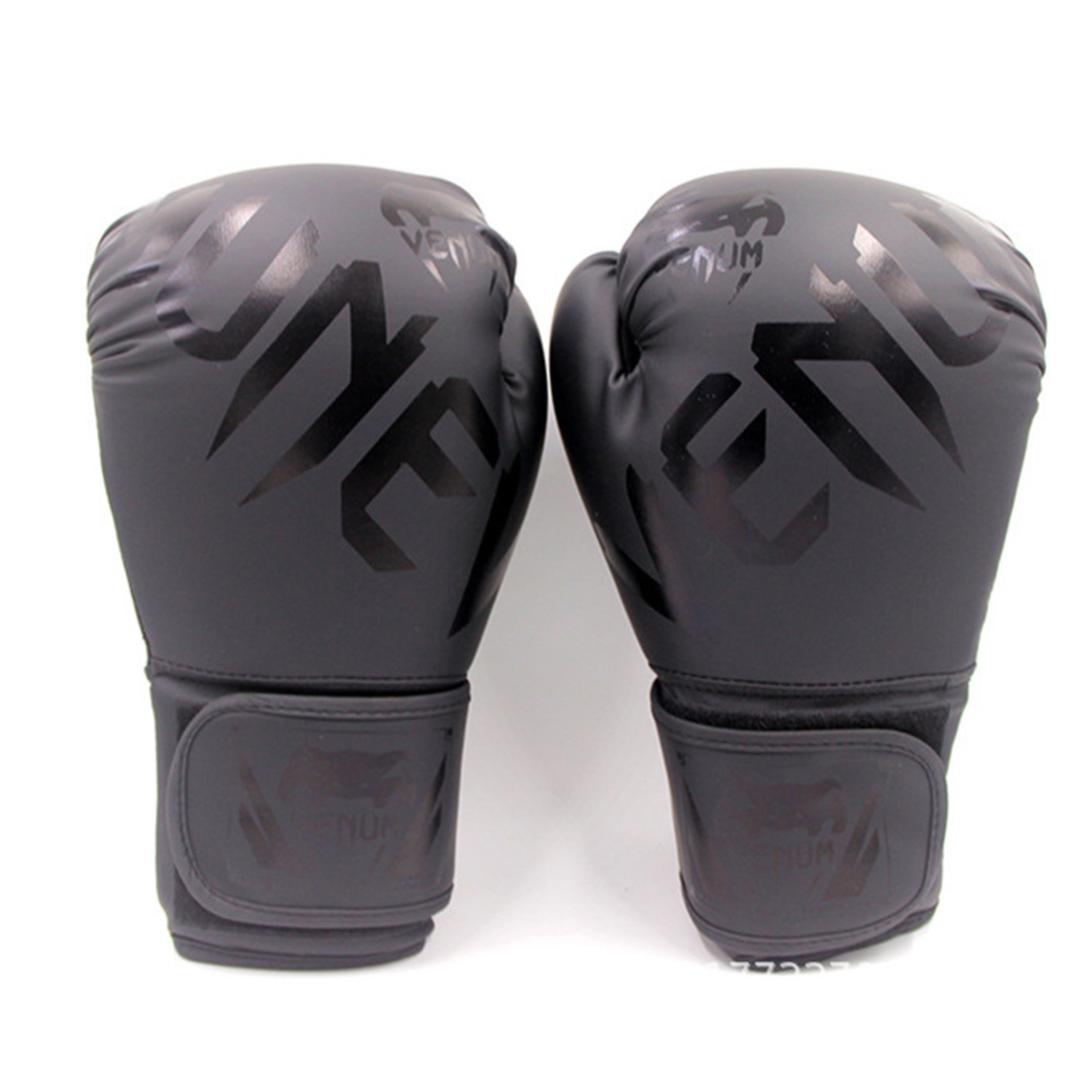 Men Women Kids PU Leather Kick Boxing Gloves Thai Sports Hands Protector black_One size M - Image 2