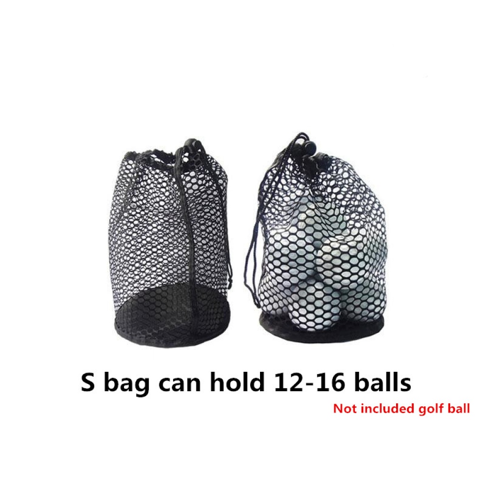 Sports Mesh Net Bag Black Nylon golf bags Golf Tennis 16/32/56 Ball Carrying Drawstring Pouch Storage bag Small size can hold 12-16 balls / - Image 3