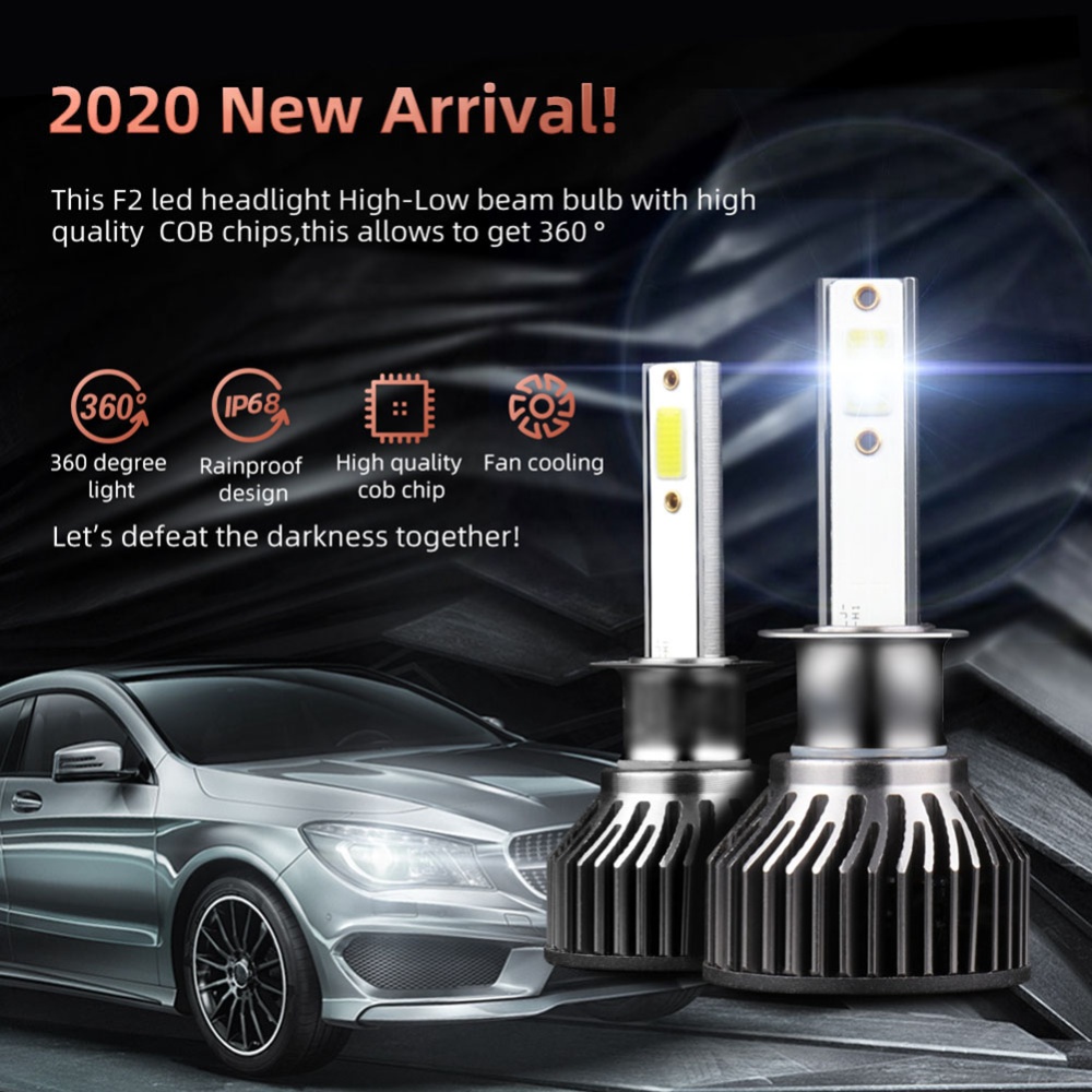 1 Pair Aluminum Alloy Car Led Headlight F2 White Light 12000/min Ip68 Waterproof Heatproof Motorcycle H1 - Image 3