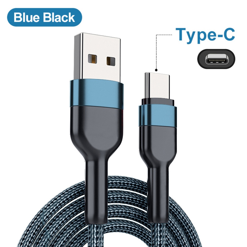 5A Fast Charging Data Cable 480mbps Transmission Type-c Cord Line for IOS Huawei Black Blue 2 Meters - Image 3