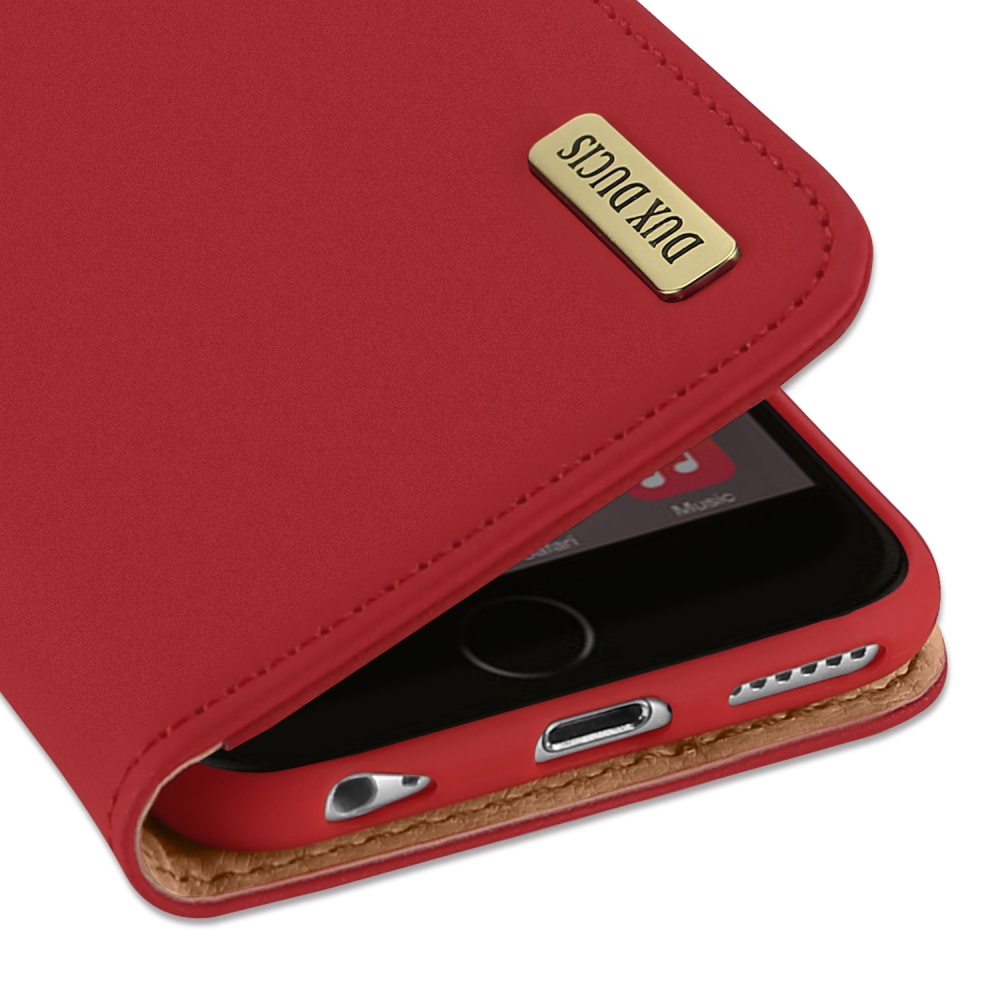 DUX DUCIS For iPhone 6/6s Luxury Genuine Leather Magnetic Flip Cover Full Protective Case with Bracket Card Slot red - Image 3