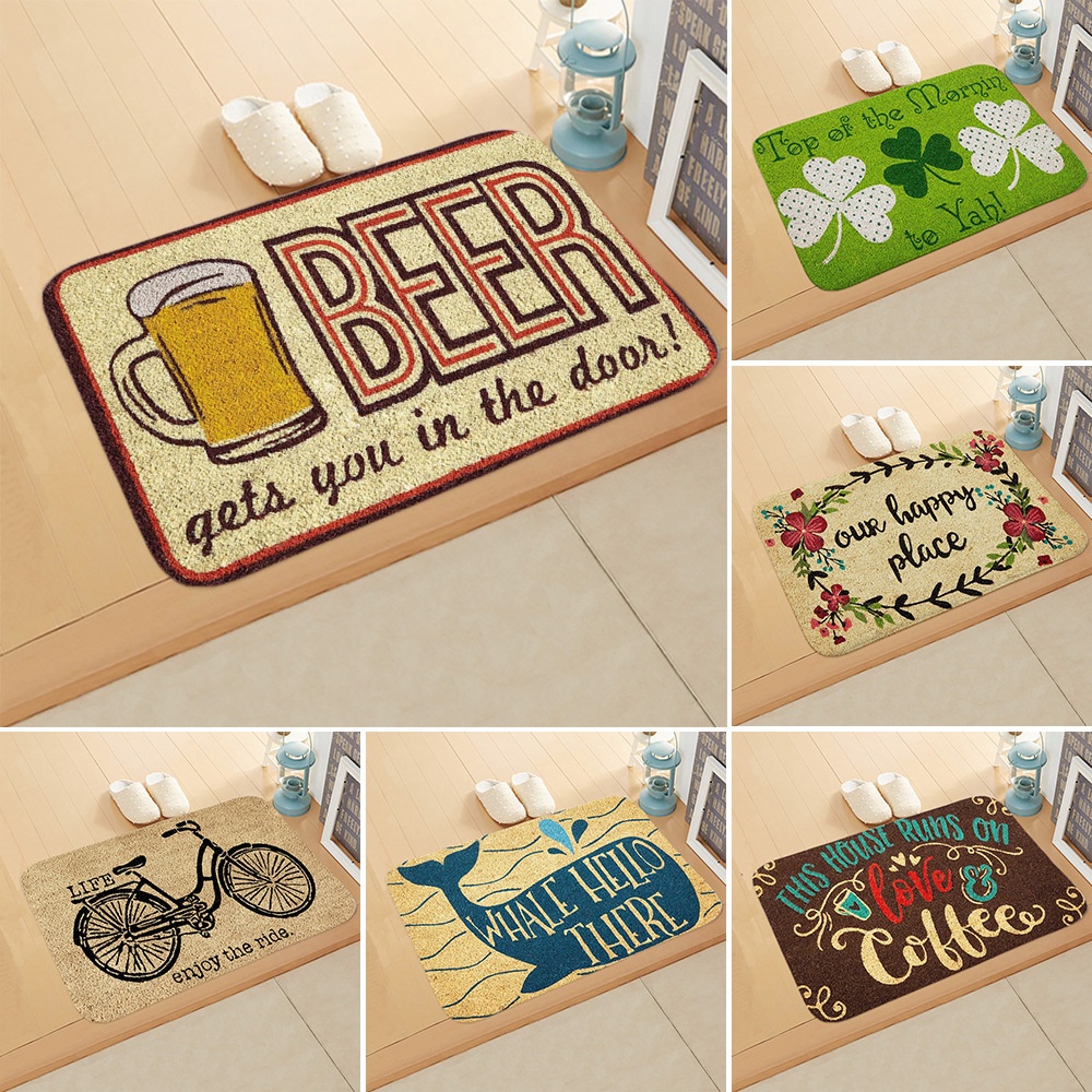 Fleece Door Mat Letter Printed Doormat Anti-slip Entrance Floor Mats for Bedroom Bathroom Carpet Rug 40*60cm - Image 3