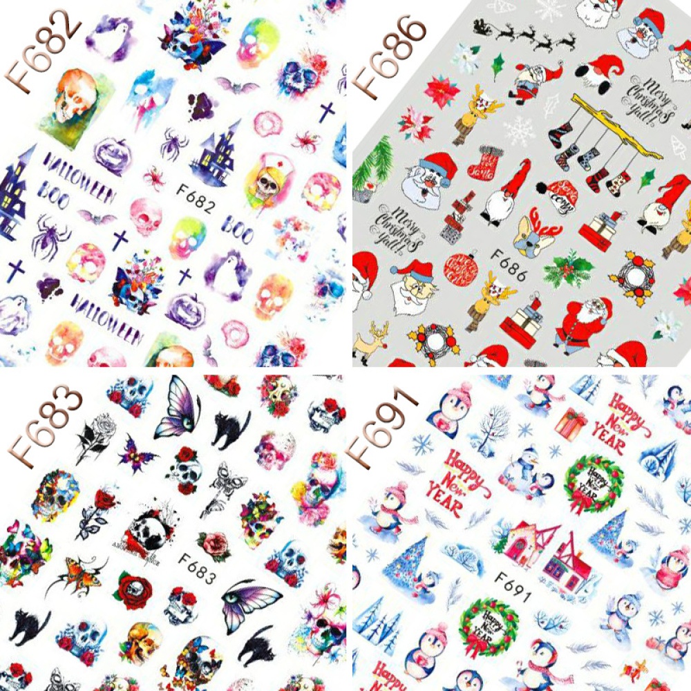 Adhesive 3d Nail Sticker Foil For Nails Art Decoration Cartoon Designs Decals F689 - Image 3