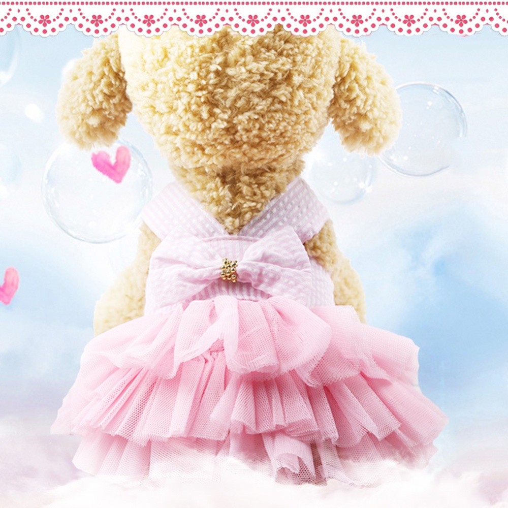 Princess Style Lace Bowknot Stripe Dress for Teddy Poodle Bichon Summer Wear - Image 3