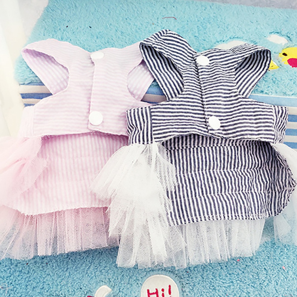 Princess Style Lace Bowknot Stripe Dress for Teddy Poodle Bichon Summer Wear - Image 2