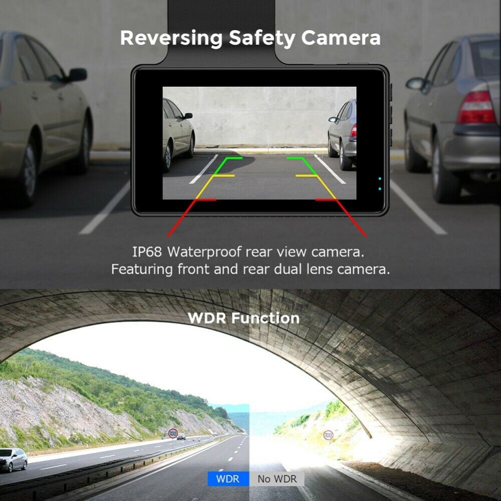 4k 1080P Car DVR Dual Dash Cam Gps And Wifi Camera Recorder with Parking Monitor Black - Image 3
