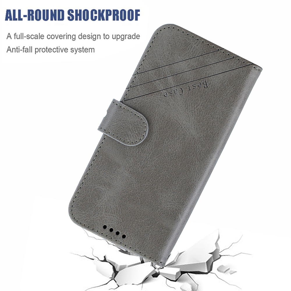 For Samsung A51/A71/M30S Case Soft Leather Cover with Denim Texture Precise Cutouts Wallet Design Buckle Closure Smartphone Shell gray - Image 3