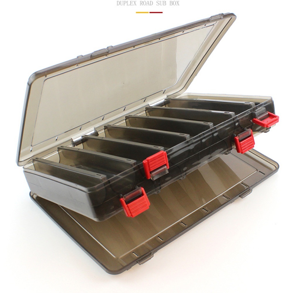 Multi-function Double Deck Sided Wooden Shrimp Plastic Fishing Tackle Box Tool Container Case Gun color_Double-sided 14-piece fake bait box - Image 3