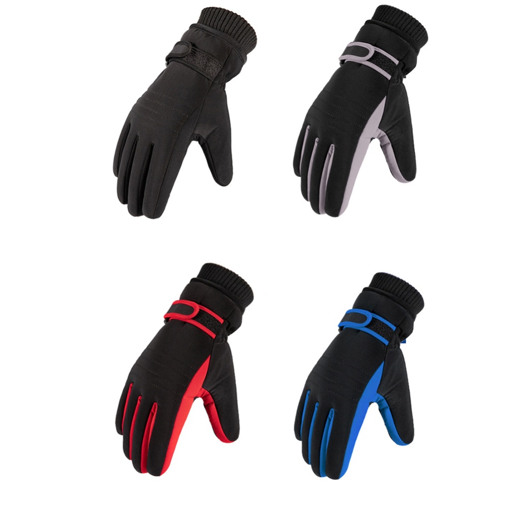 Touch Screen Outdoor Sports Ski Riding Bike Gloves Winter Waterproof Cycling Full Finger Warm Pigskin blue_One size - Image 3