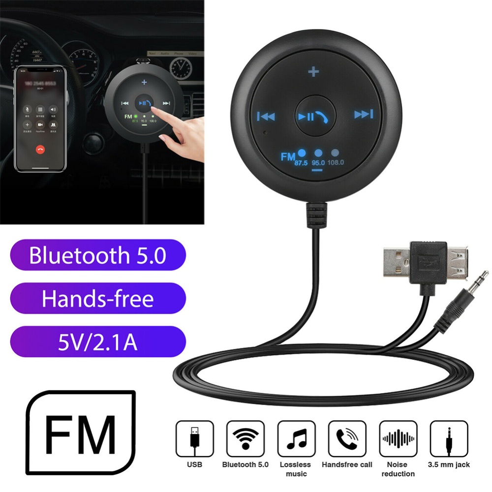 Car 5.0 Bluetooth-compatible Receiver Transmitter Mp3 Music Player Handsfree Calling Navigation Adapter Black - Image 3