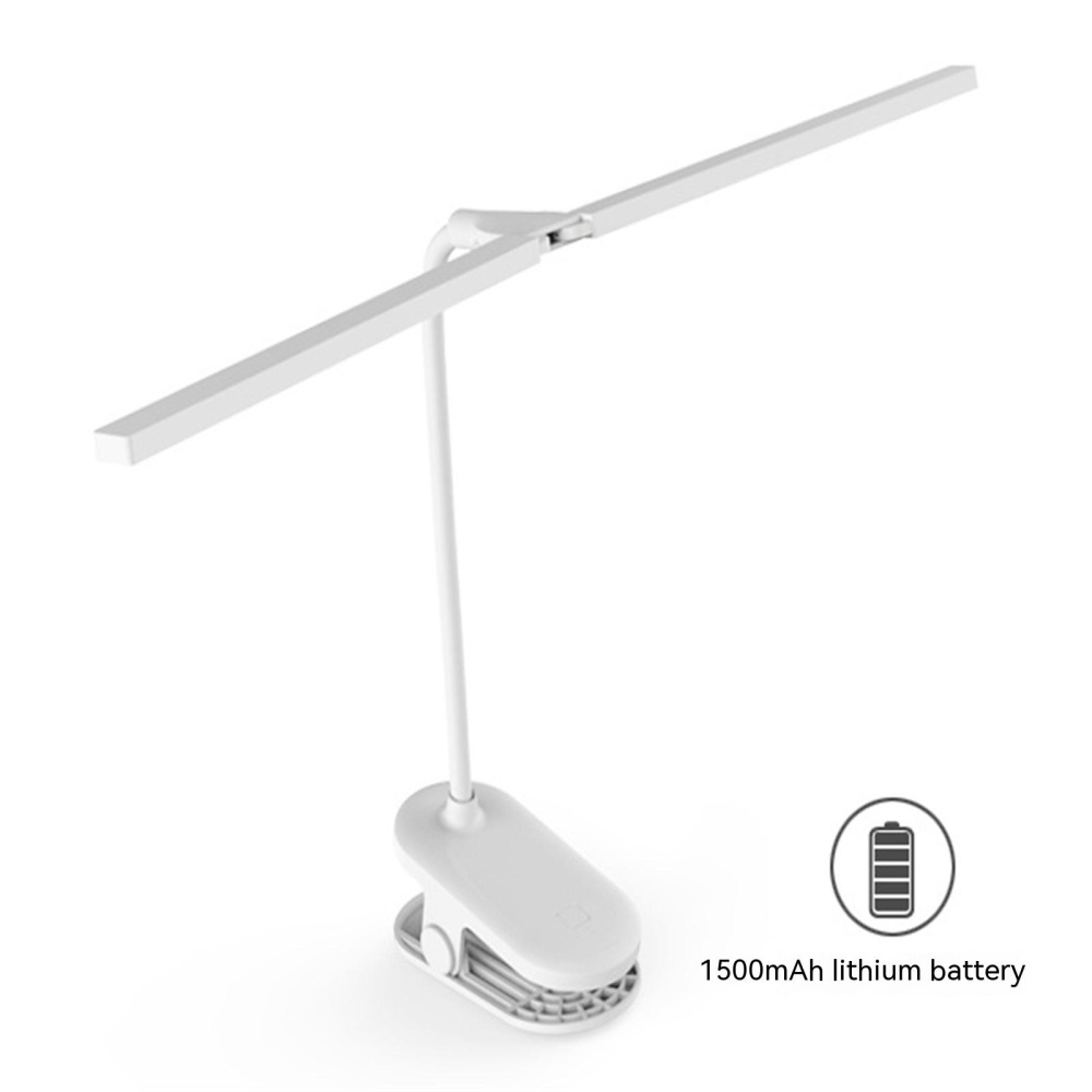 Led Clip On Table Lamp 3 Levels 1500mah Large Capacity Battery Rechargeable Eye Protection Desk Lamps White - Image 2