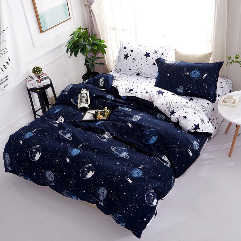 Fashion Double Sided Quilt Cover Pillow Bed Sheet Bedding Set