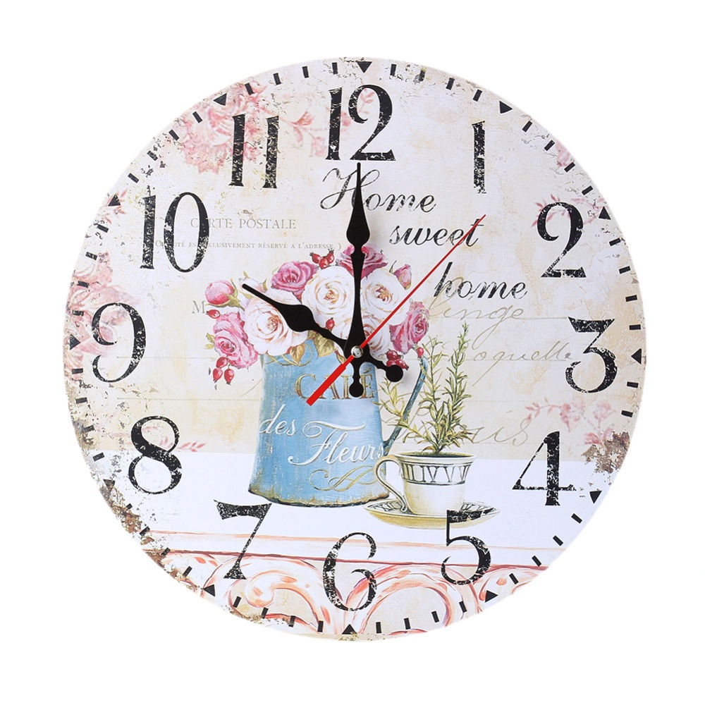 12Inches 30CM Retro Wooden Quartz Movement Wall Clock for Sitting Room Bar Decor - Image 3