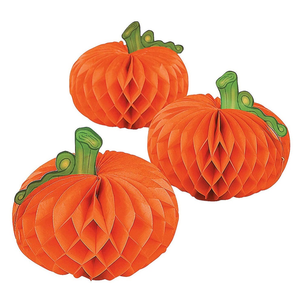 Halloween 25cm Pumpkin-shape Paper Honeycomb Ball Holiday Decoration - Image 2