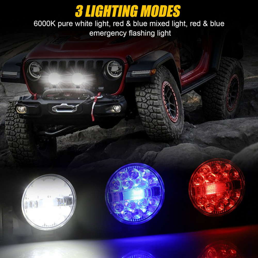 1 Pair Of Aluminum Alloy Car Led Work Light Mini Round 22 Lights Off-road Motorcycle Engineering Spotlights 3-color Fog Lamp black - Image 3