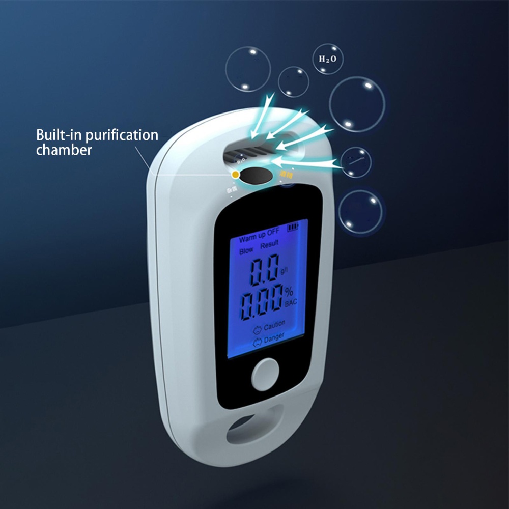 Portable Blowing Type Tester Handheld High Precision Breathalyzer Usb Rechargeable Digital Breath White - Image 2