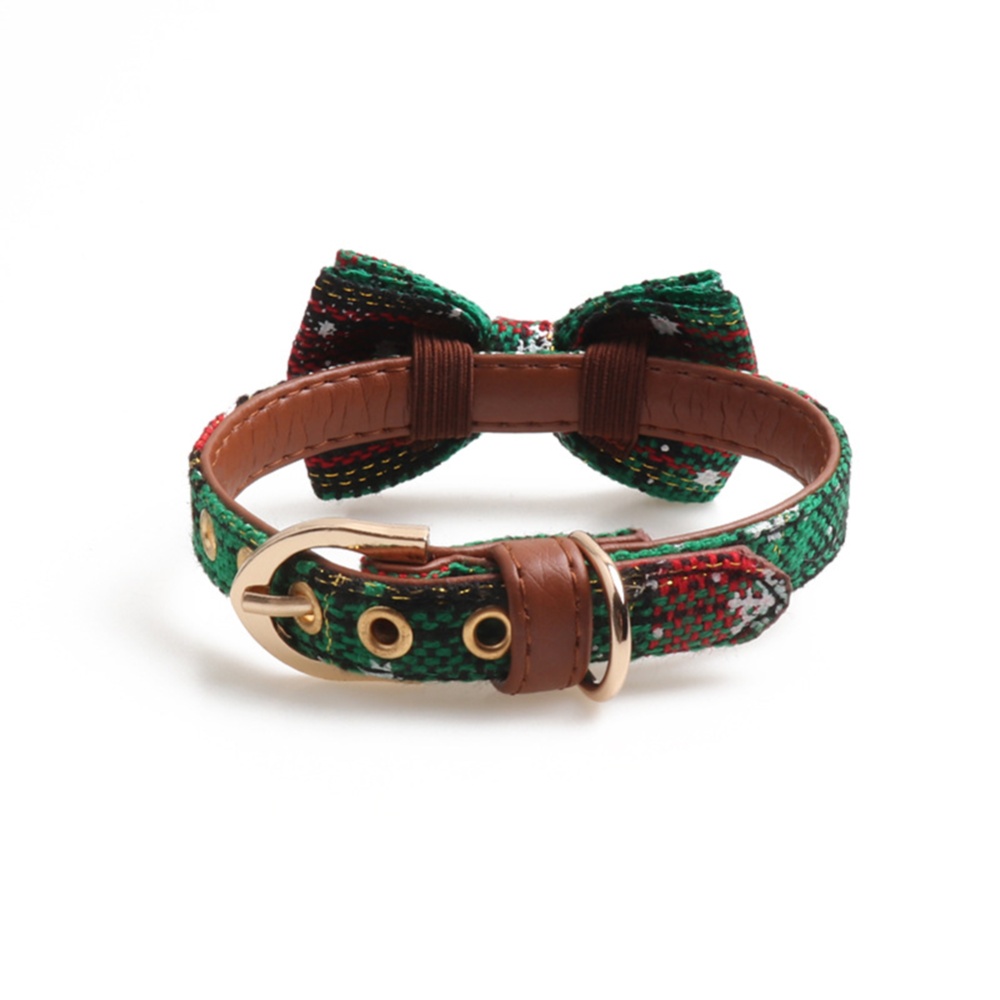 Pet Collar Dog Bowknot Triangle Scarf Cat Neck Belt Chrimats Christmas Style Supplies green - Image 3