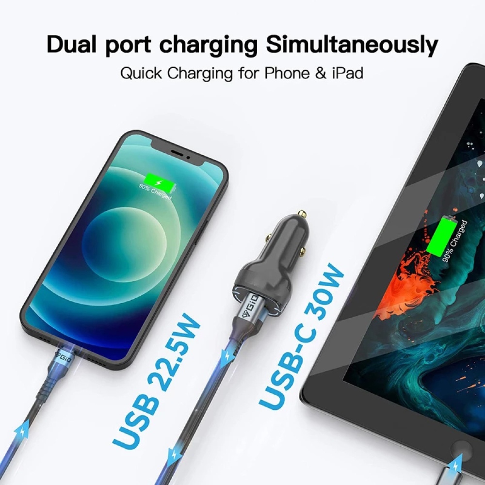 40w Usb Dual Port Fast Car Charger Adapter, Compatible For Iphone 12 11 Pro Max Xs Samsung Galaxy S20 S21 Lg Ipad Macbook black - Image 3