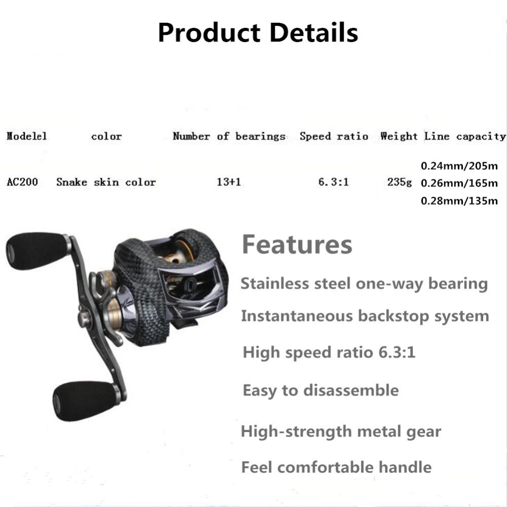 13+1BB Fishing Metal Bearing Baitcasting Reel Gear Saltwater Freshwater left hand - Image 3