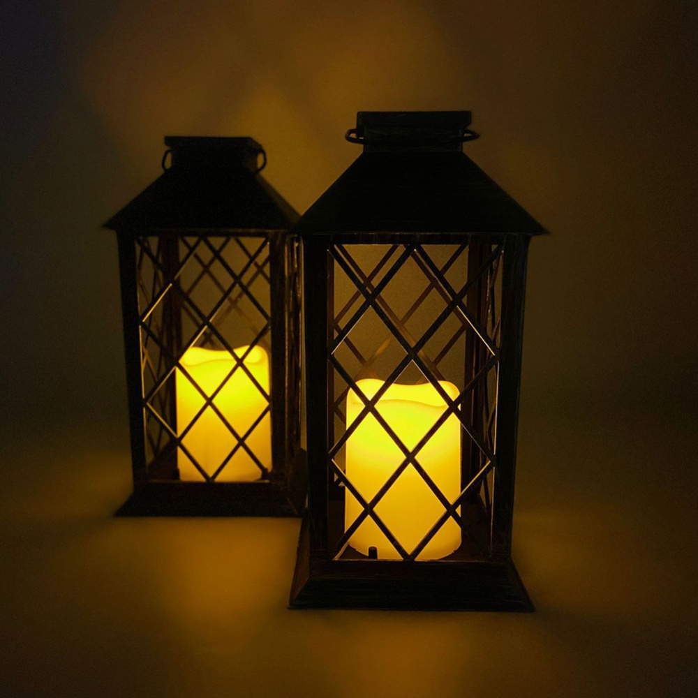 Retro Led Hollow Lantern Portable Outdoor Hanging Lights for Gardens Courtyards Corridors Walkways Yellow - Image 2