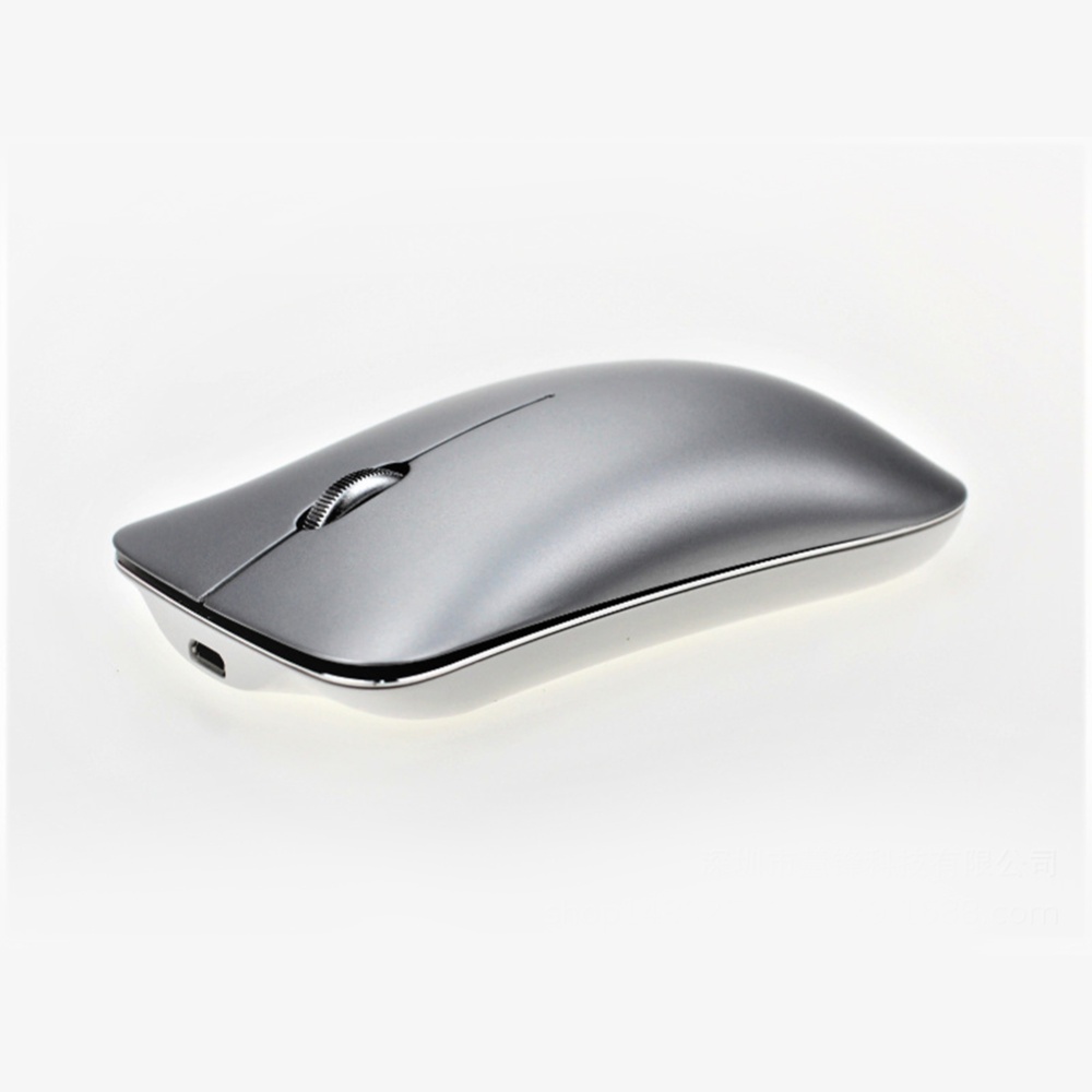 Bluetooth 5.0+3.0+2.4G Three-mode Mute Rechargeable Mouse Ultra-thin Aluminum Wireless Silver - Image 3