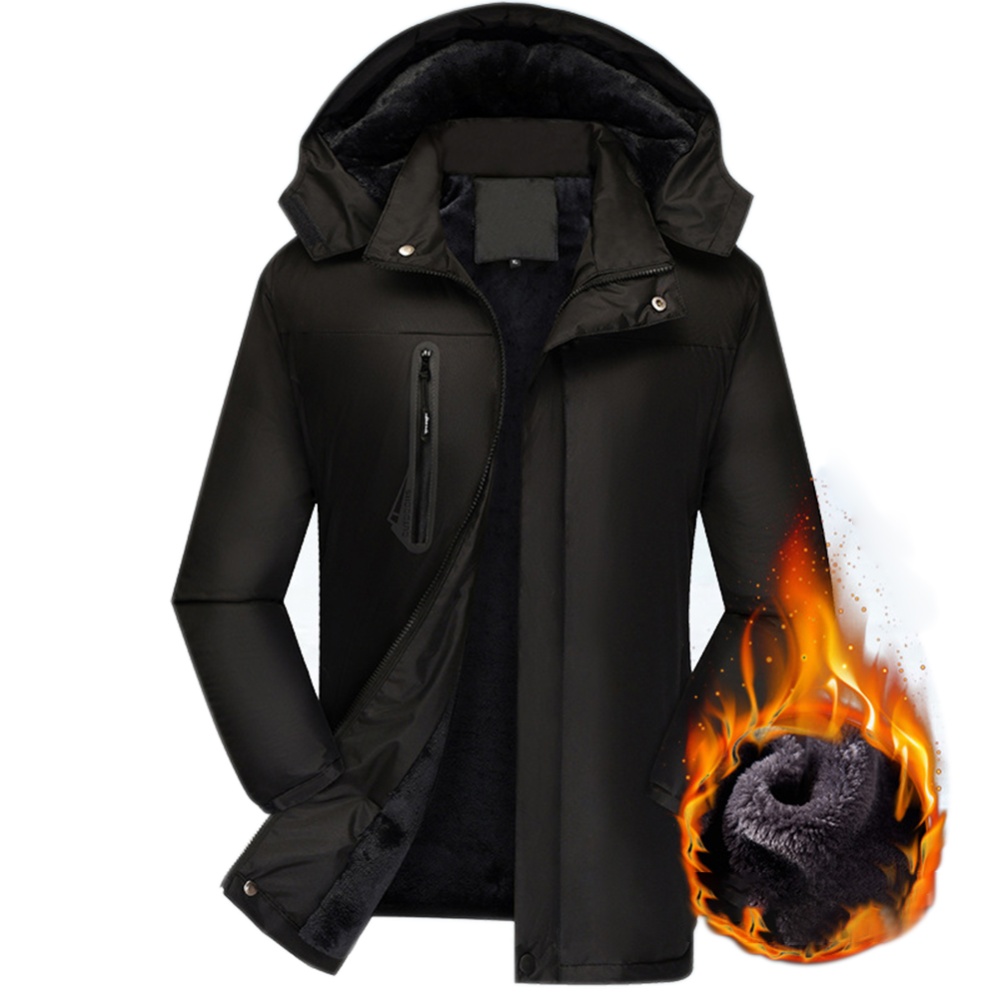 Men's Jackets Autumn and Winter Thick Waterproof Windproof Warm Mountaineering Ski Clothes black_2XL - Image 3