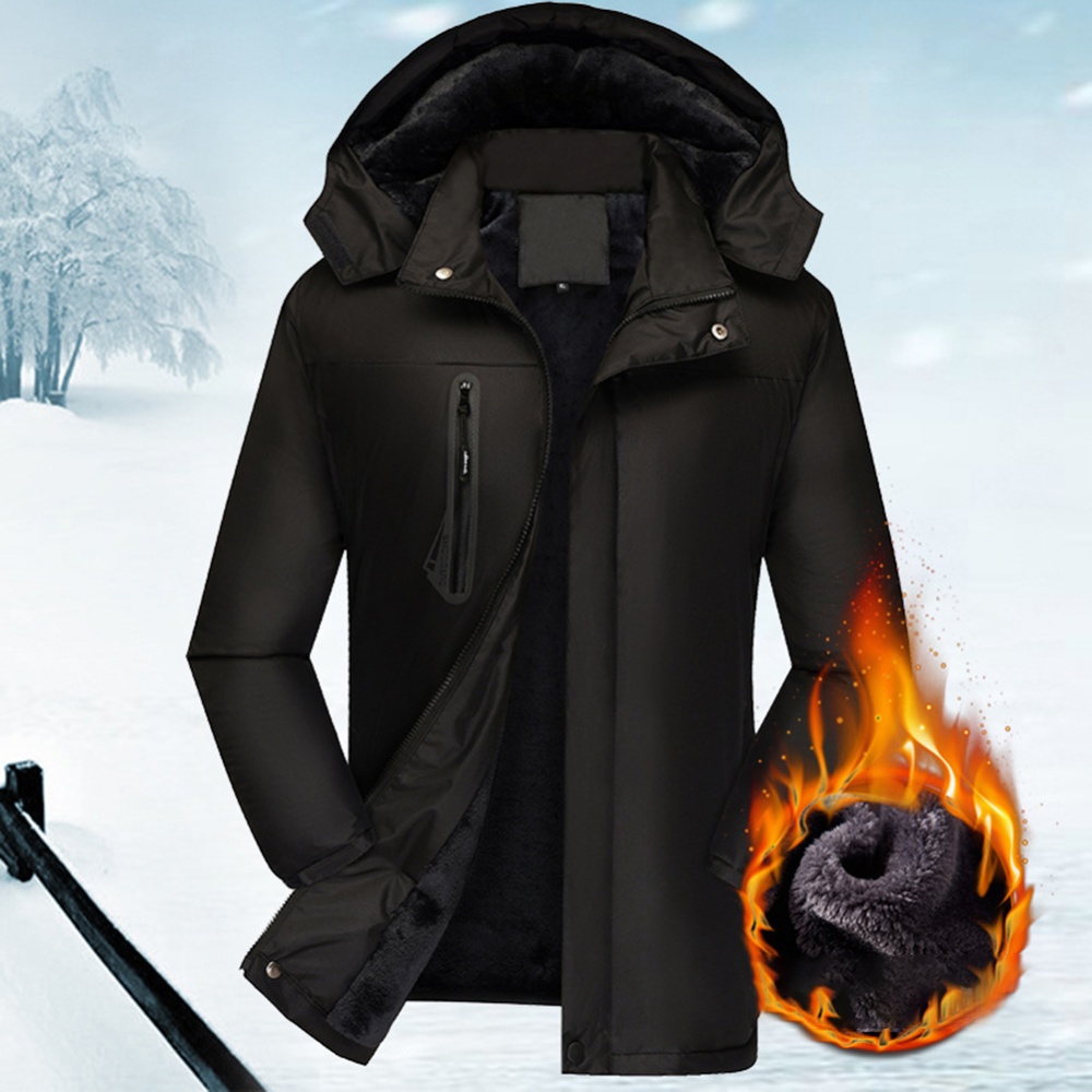 Men's Jackets Autumn and Winter Thick Waterproof Windproof Warm Mountaineering Ski Clothes black_2XL - Image 2