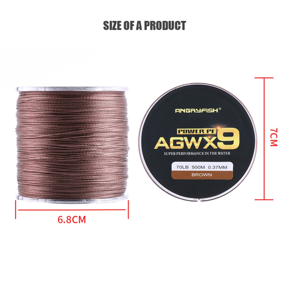 ANGRYFISH Diominate X9 PE Line 9 Strands Weaves Braided 500M/547YD Super Strong Fishing 15LB-100LB Yellow 1.0#:0.16mm/25LB - Image 3