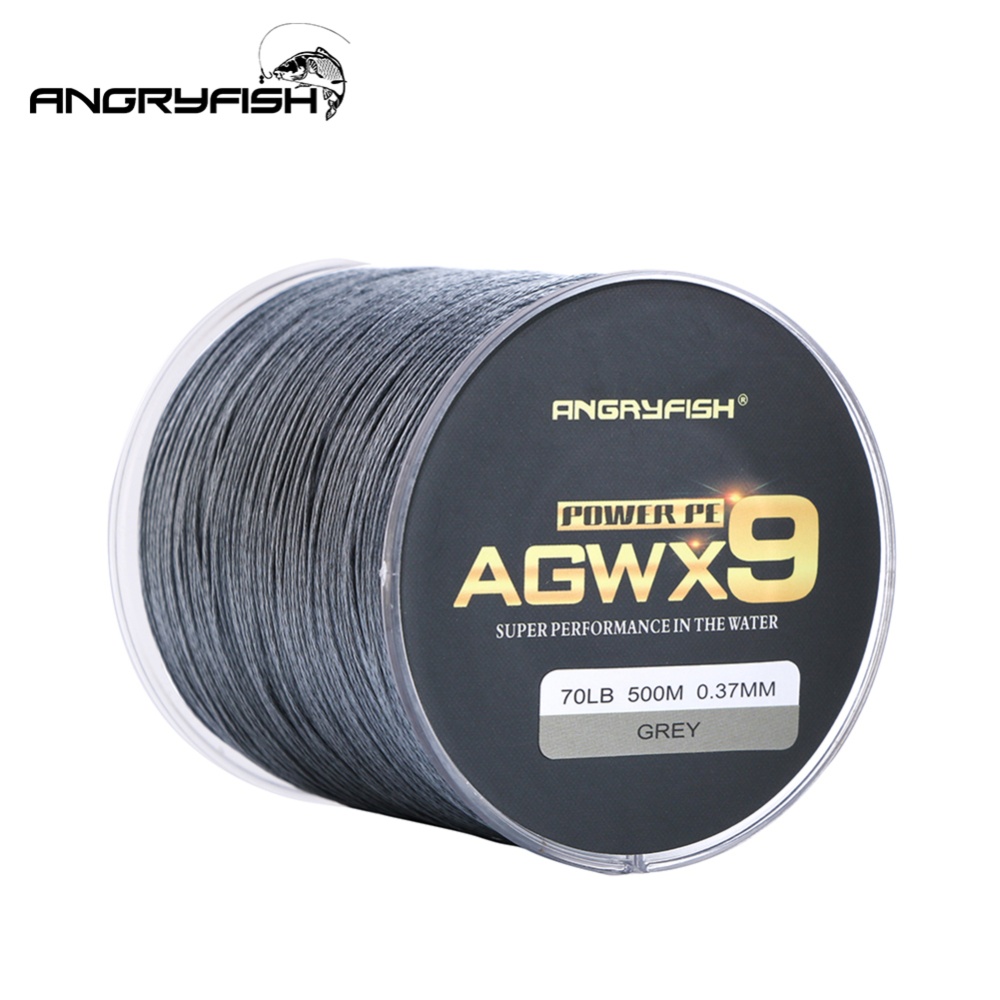 ANGRYFISH Diominate X9 PE Line 9 Strands Weaves Braided 500m/547yds Super Strong Fishing 15LB-100LB Gray 5.0#: 0.37mm/70LB - Image 3