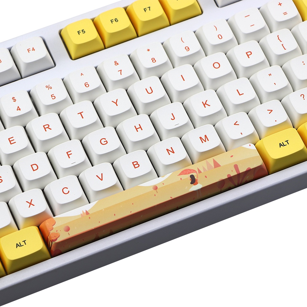 1 Set Of Keyboard Keycaps 129-key Pbt Printing Sublimation Mechanical Keycap yellow - Image 2