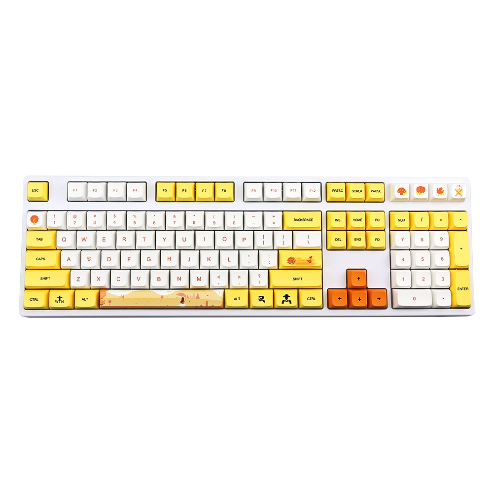 1 Set Of Keyboard Keycaps 129-key Pbt Printing Sublimation Mechanical Keycap yellow - Image 3