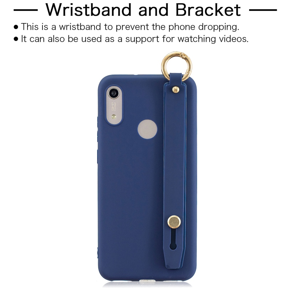 For HUAWEI NOVA 3i Simple Solid Color Chic Wrist Rope Matte TPU Anti-scratch Non-slip Protective Cover Back Case 7 royal blue - Image 3