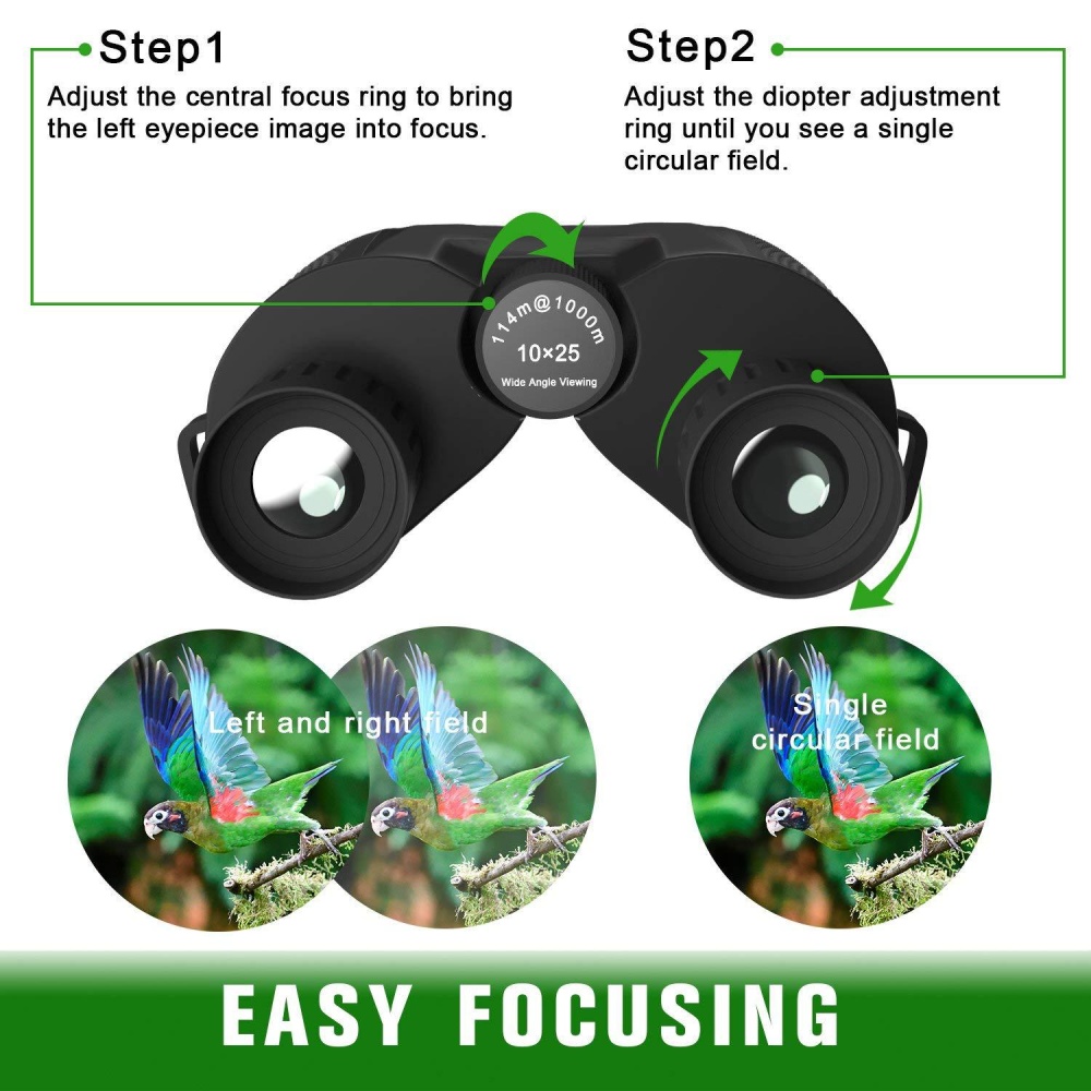 10x25 Compact HD Binoculars Portable Telescope for Bird Watching Traveling Concerts Sightseeing black - Image 2