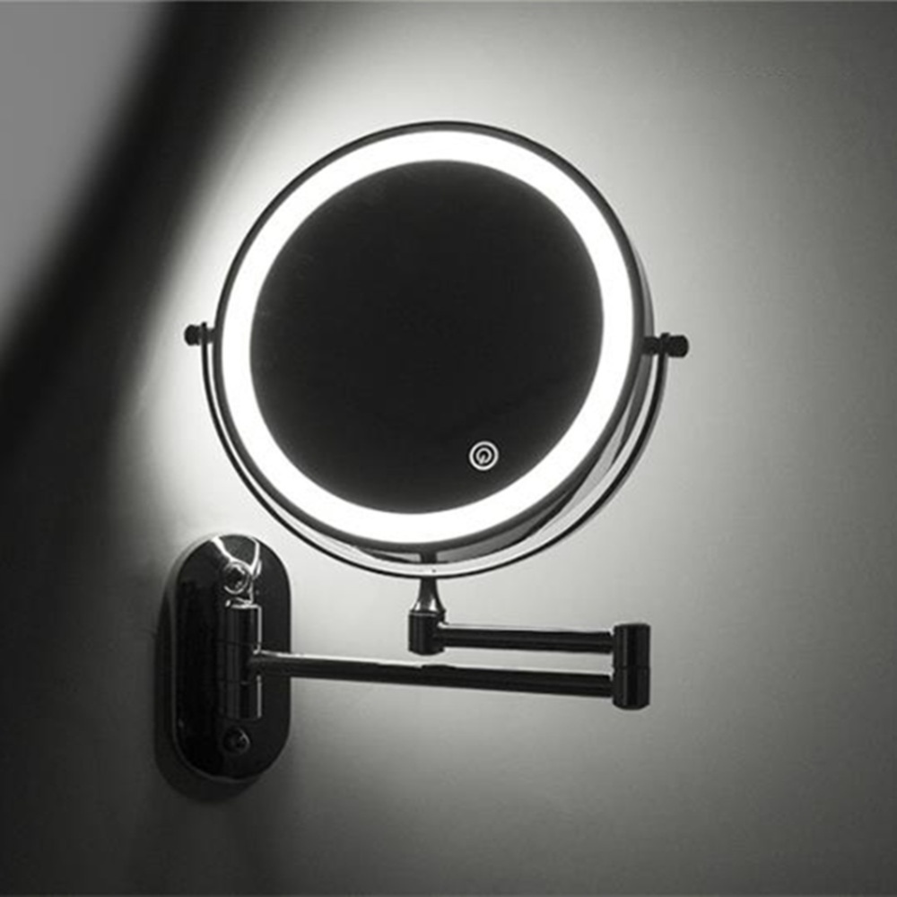 8-inch Folding Led Makeup Mirror Wall-mounted Double-sided With Light+5 Times Magnifier Rechargeable - Image 2