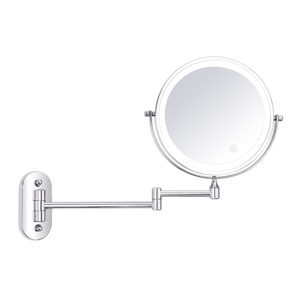 8-inch Folding Led Makeup Mirror Wall-mounted Double-sided With Light+5 Times Magnifier Rechargeable - Image 3