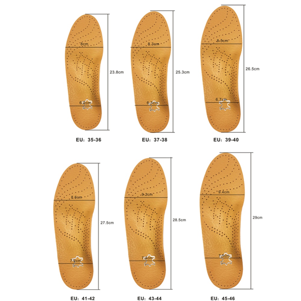 Leather Orthotics Insole for Flat Foot Arch Orthopedic Silicone Insoles Men and Women brown_38 - Image 2