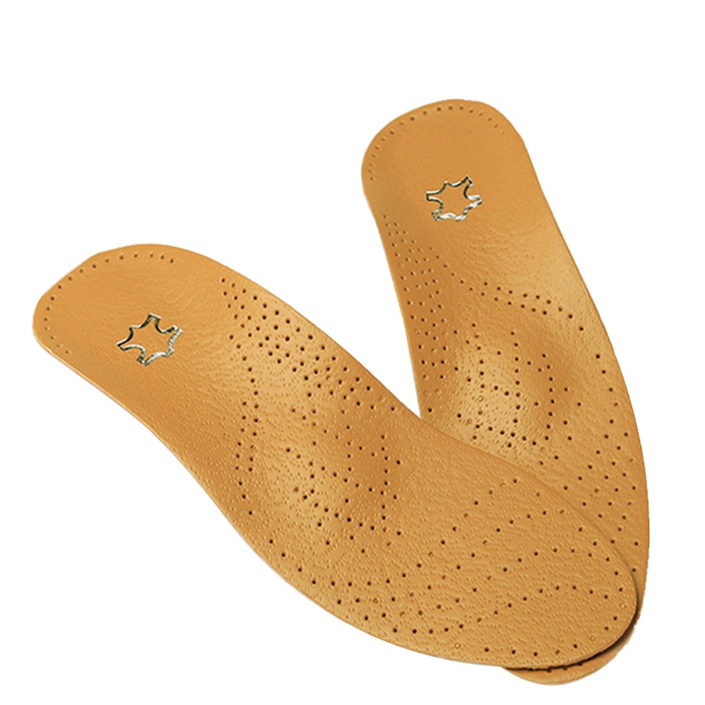 Leather Orthotics Insole for Flat Foot Arch Orthopedic Silicone Insoles Men and Women brown_36