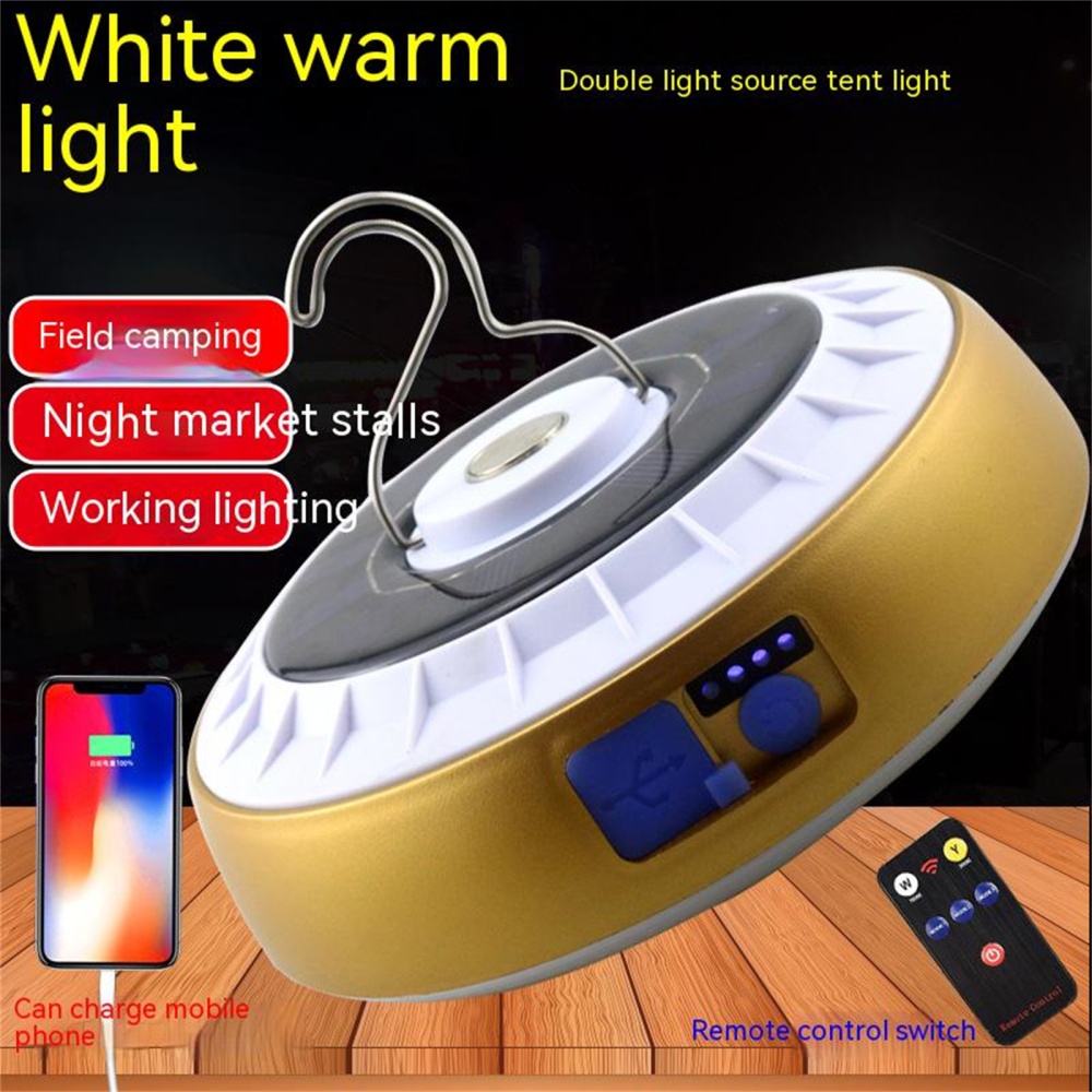 Portable Led Solar Light Multifunctional Outdoor Waterproof Dual Source Camping Flashlight Golden - Image 3