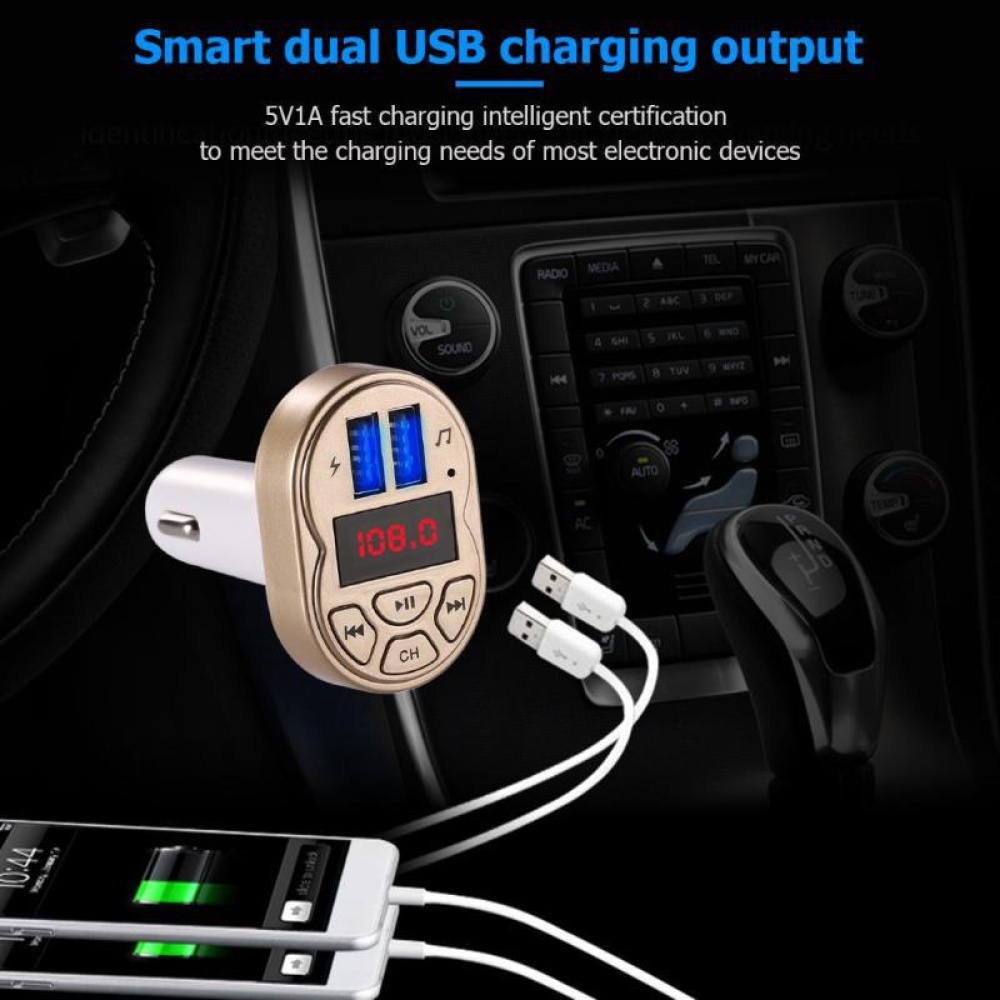 Car 3.1A USB Charger   Radio Bluetooth Receiver FM Transmitter Handsfree Audio MP3 Player Silver - Image 2