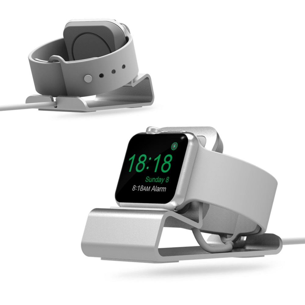 Exquisite Aluminum Bracket Charger Dock Station Charging Holder for Apple Watch 3/2/1 38mm 42mm Silver - Image 3