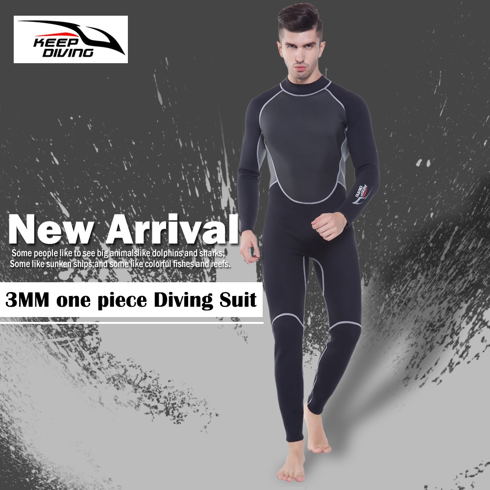 3mm Neoprene Wetsuit One-Piece Close Body Diving Suit for Men Scuba Dive Surfing Snorkeling Spearfishing Plus Size black_XL - Image 2