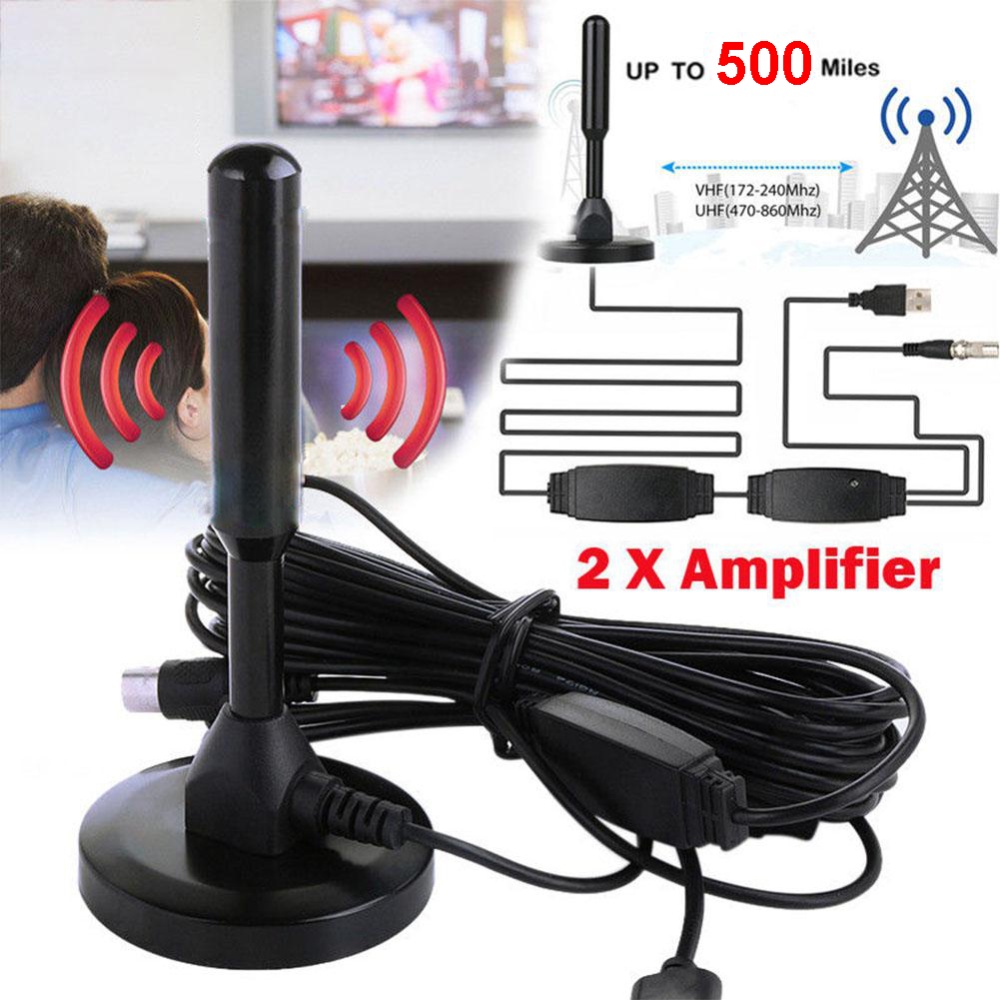 Indoor Digital HDTV TV Antenna 25dBi LNA High Gain Aerial Amplified 500Mile Range VHF UHF Freeview black - Image 3