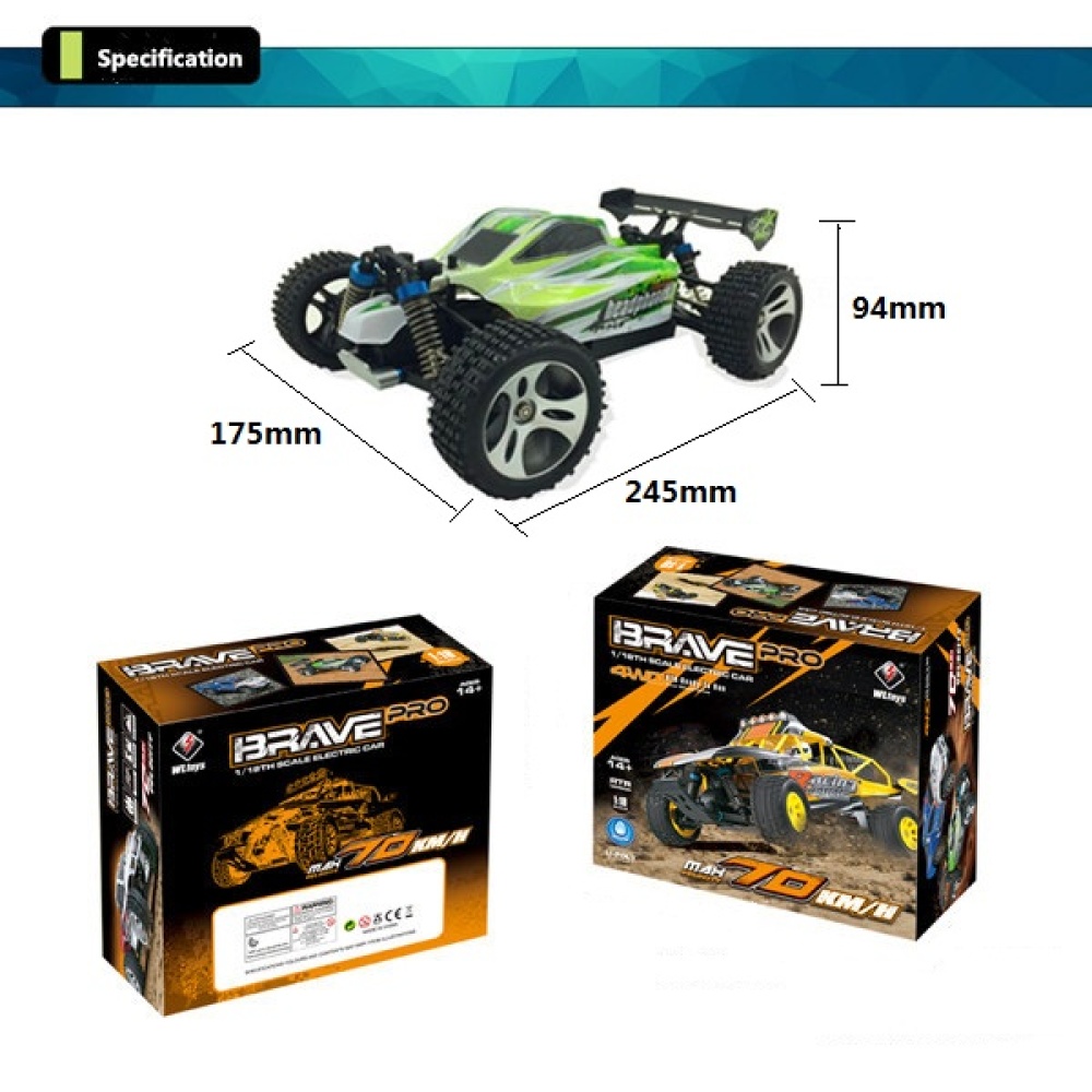 WLtoys A959-B 1/18 4WD Buggy Off Road RC Car 70km/h green - Image 3